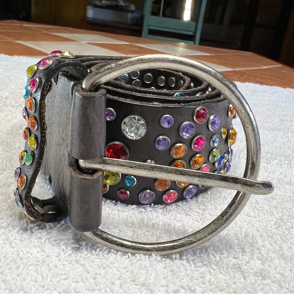 Accessories - Black Genuine Leather Swarovski Crystal Belt